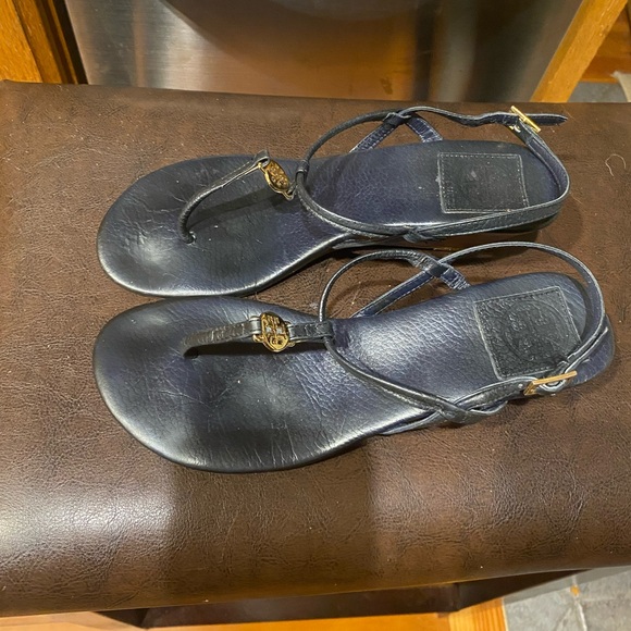 Tory Burch Leather Wedge Slingback Sandals  Size 7.5-8 - Picture 4 of 13